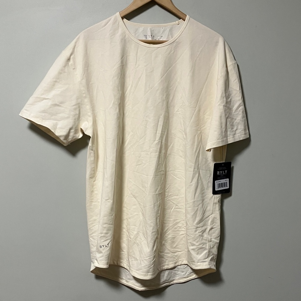 NWT BYLT Drop Cut Men's Cream T-Shirt